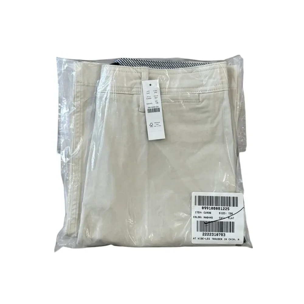 J.Crew Tall Wide Leg Trouser Chino Natural Cream Minimalist Stretch T26